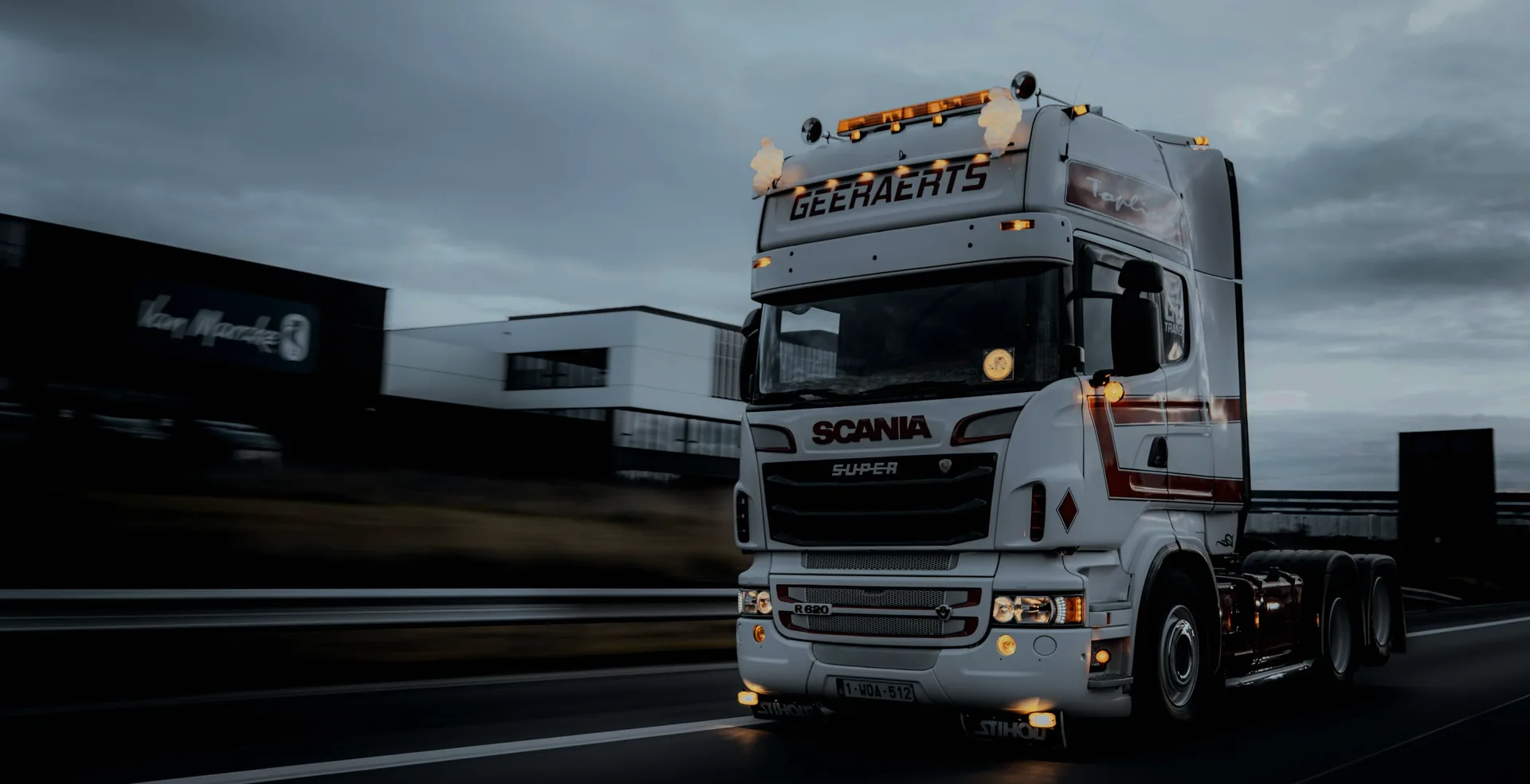 Truck on the motorway at dusk